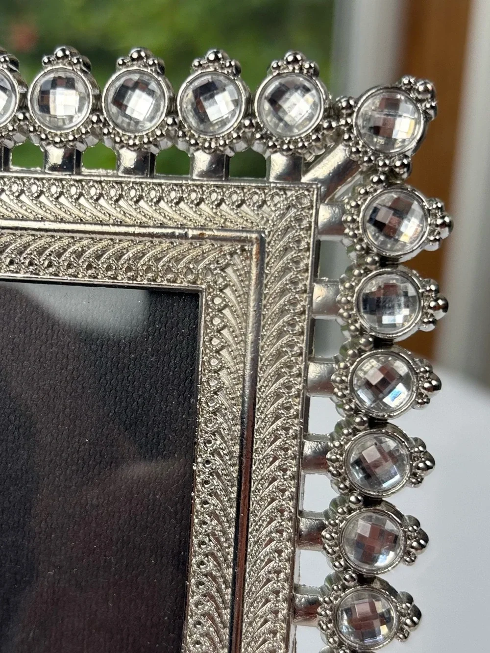 Concepts in Time Rhinestone Crystal Silver Photo Frame 5 x 7 Ornate Glam Decor